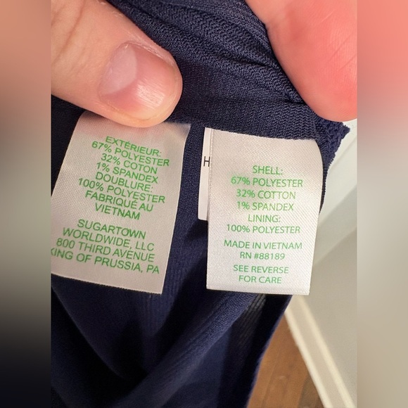 Lilly Pulitzer Tisbury Knit V-Neck Ruffle Sheath Dress | Navy | Size Medium - Picture 11 of 12